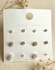 6 Pairs Korean Style 925 Silver Needle Stud Earrings Set