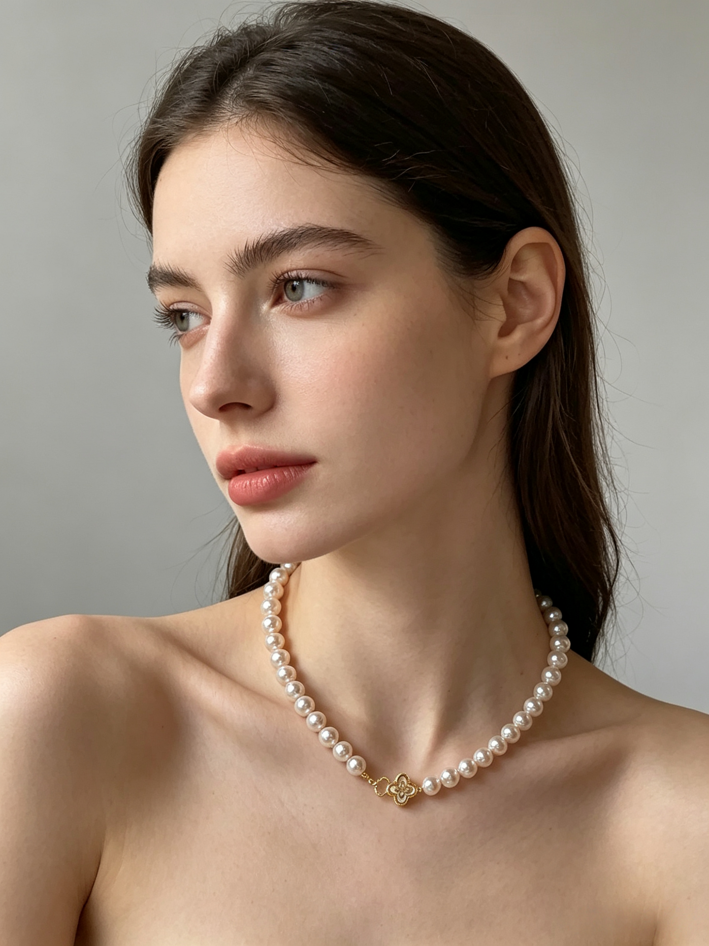 Korean-Inspired Floral Pearl Necklace
