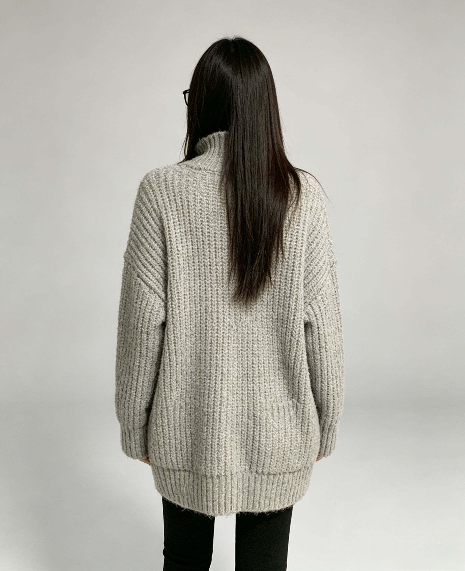 Korean-style wool knit cardigan with a relaxed, stylish design