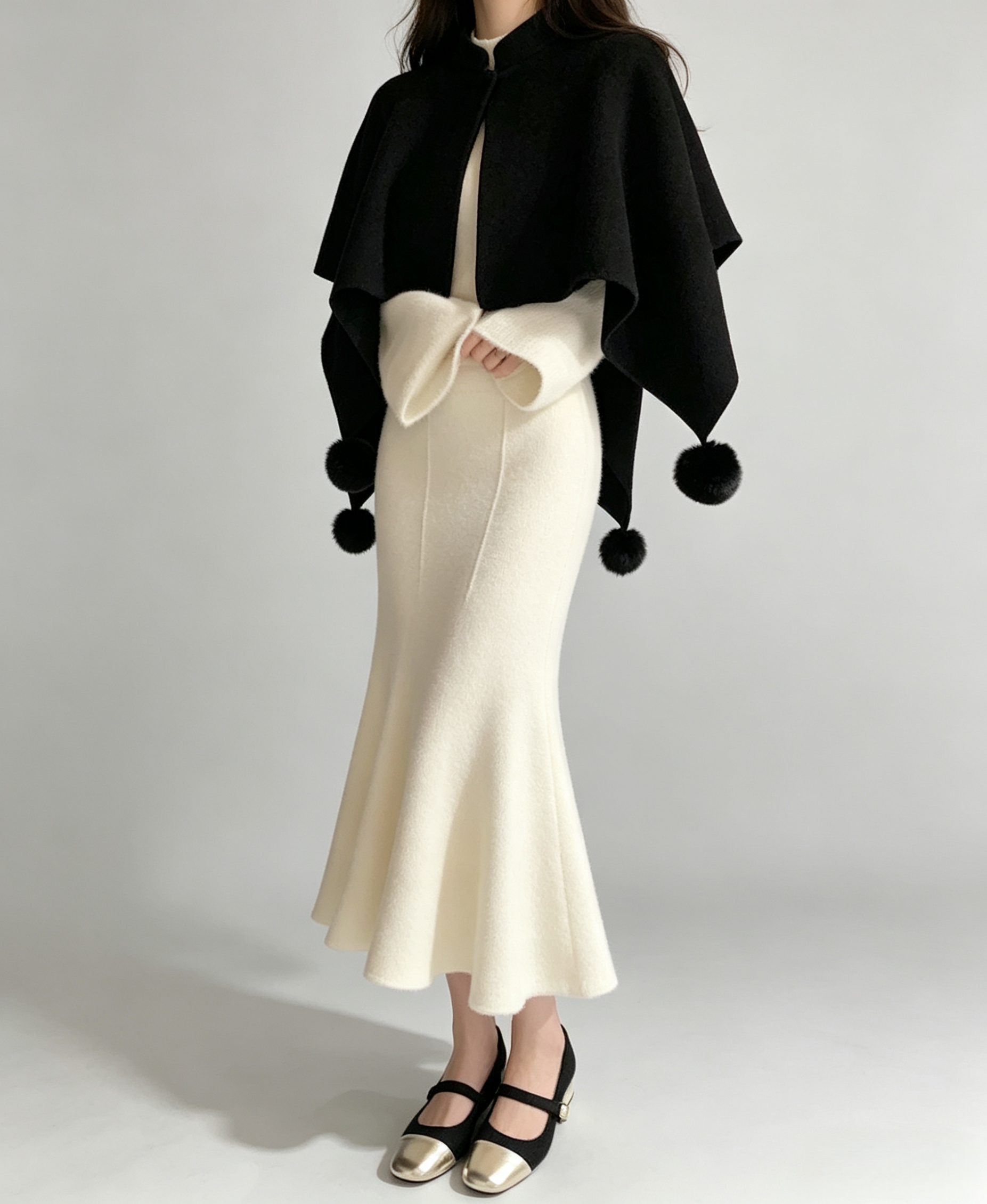 Thick Knit High-Waisted Fishtail Skirt