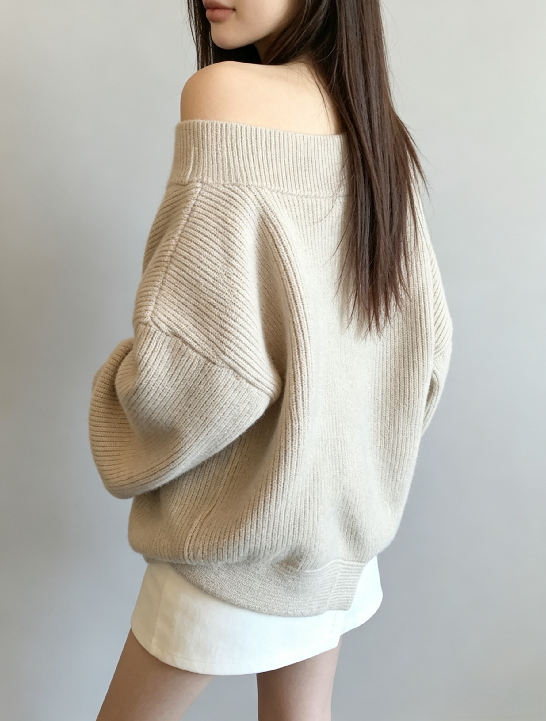Asymmetrical Shoulder Chunky Knit Sweater