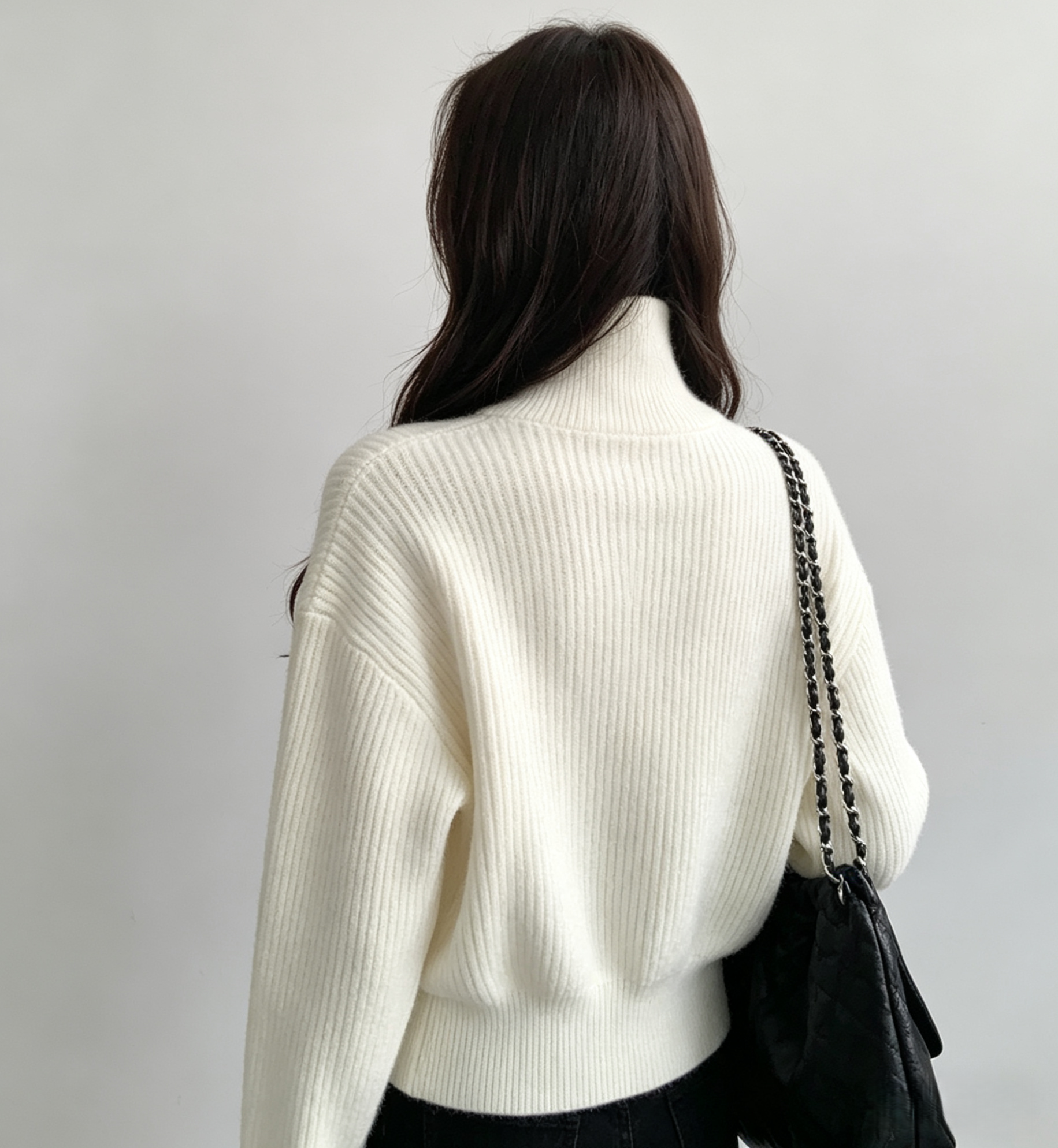 Double-Zip High Neck Thick Knit Cardigan