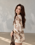 Relaxed Paisley V-Neck Top