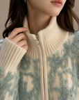 Letter Jacquard Wool Thick Jacket