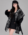 Ink Print Wool Cape Coat