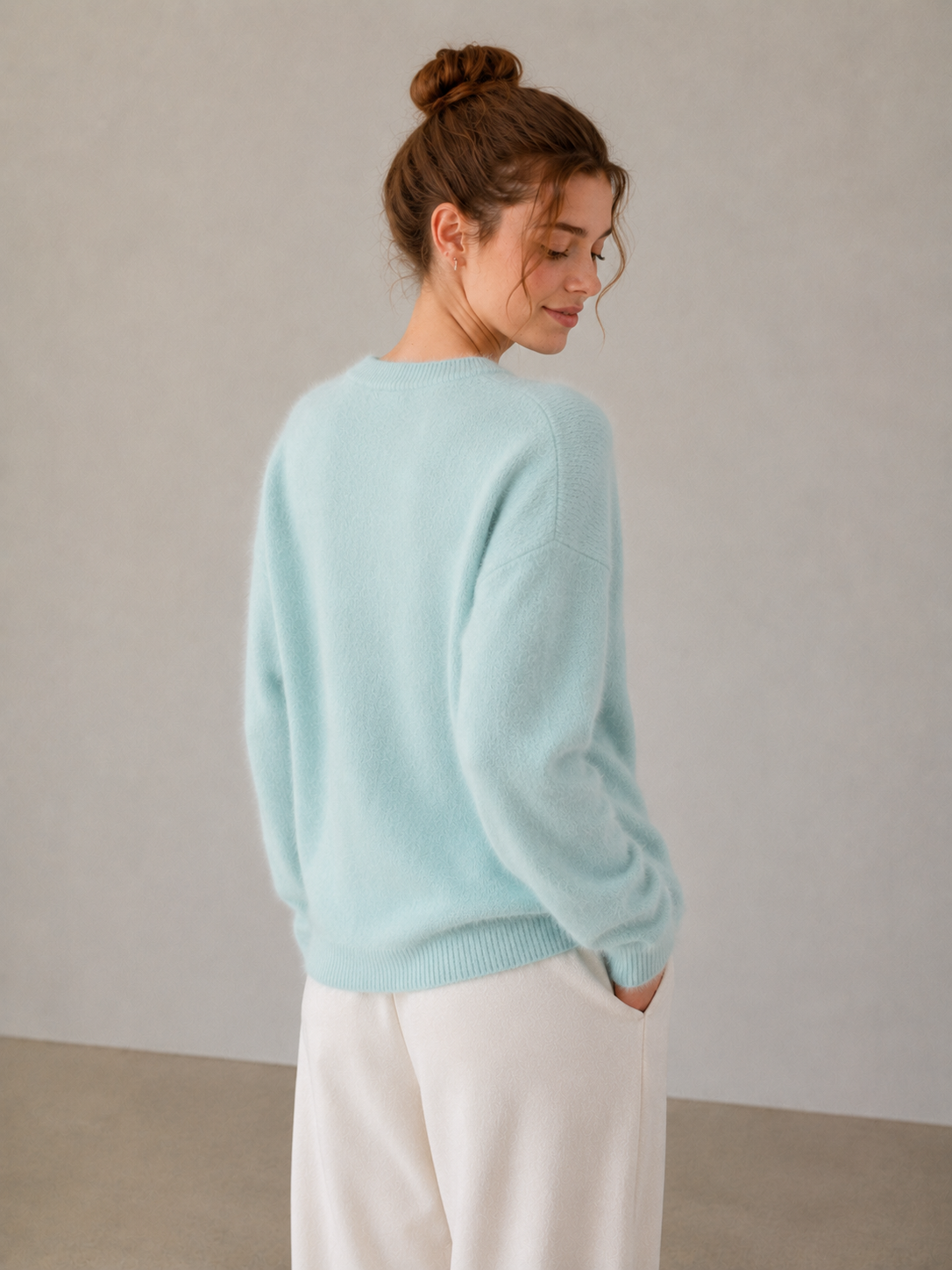 Fluffy Knit Cardigan in Soft Lake Blue