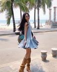 Pleated Denim Vest Dress