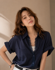 Korean Old-Money Lace Trim Shirt