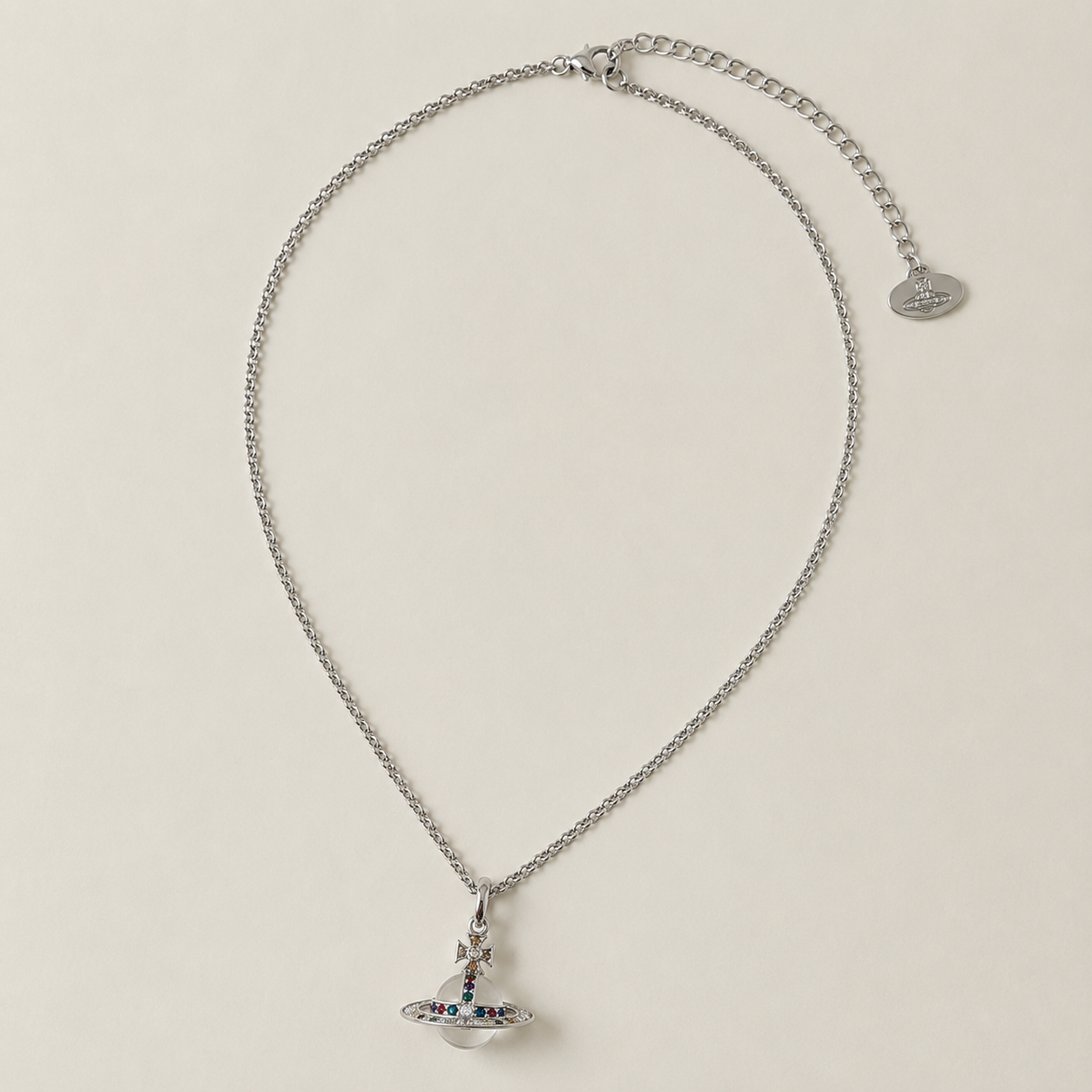 Crystal Saturn Pendant Necklace