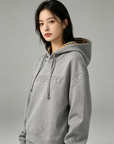 Embossed Print Hooded Sweatshirt