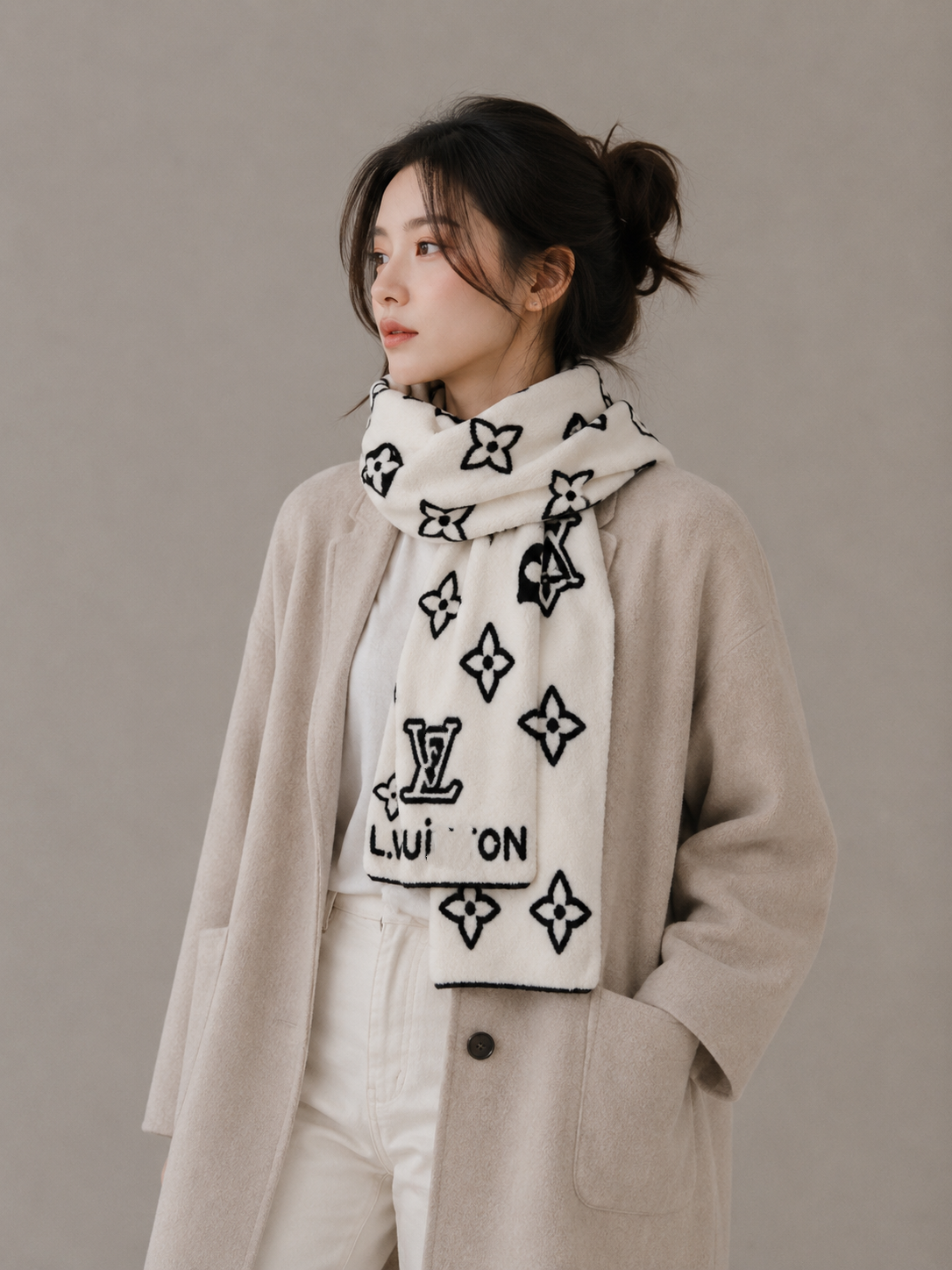 Reversible Cashmere Contrast Letter Scarf