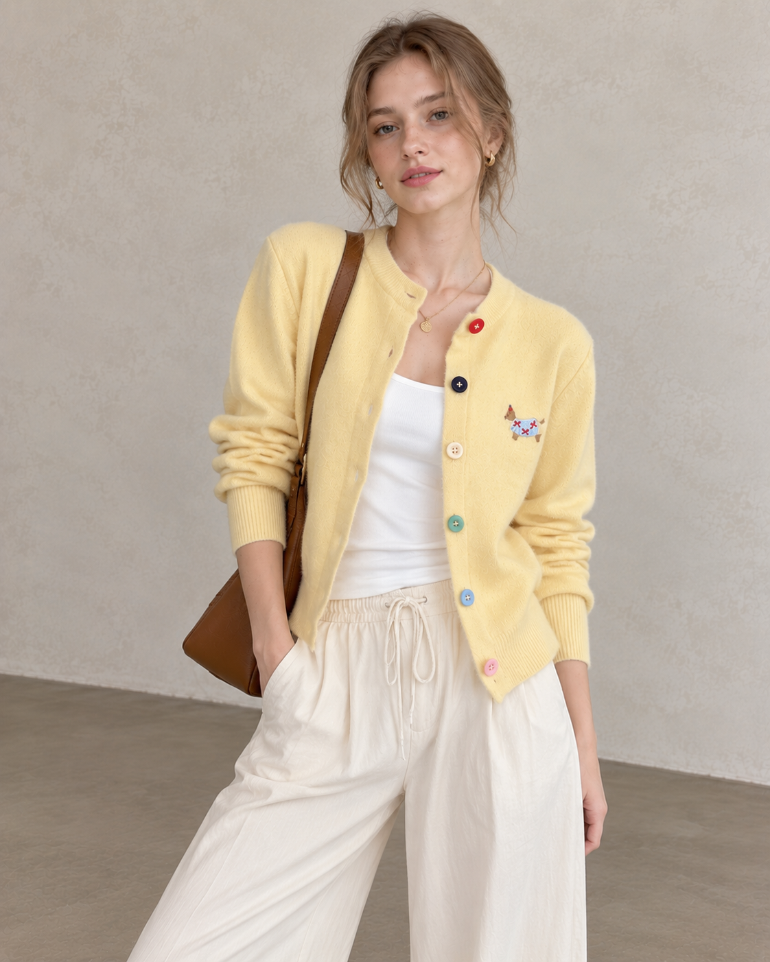 Dopamine Colour-Button Knit Cardigan