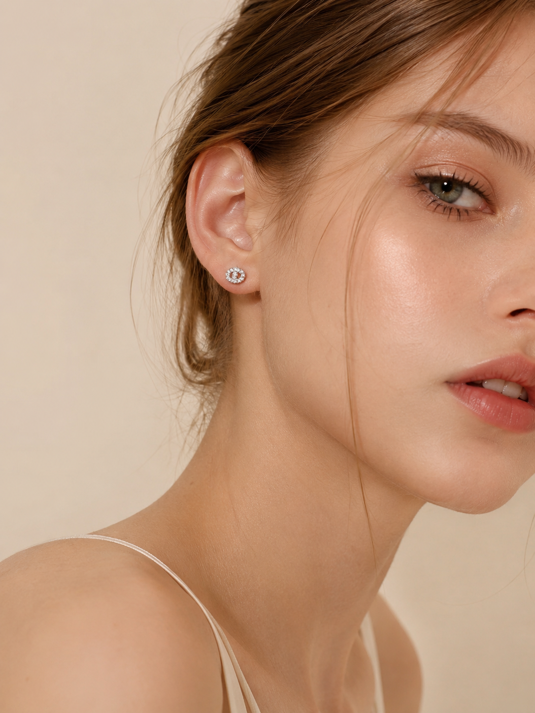 Full pavé stud earrings with a chic, luxe look