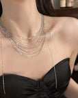 Sparkling Multi-Layer Tassel Necklace