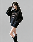 Fleece-Lined Oversized Contrast Hoodie Set