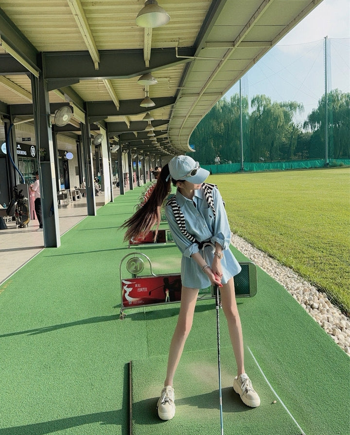 Shirt dress with shawl two-piece set, effortless chic style