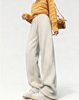 Acetate Wool-Protein Fleece Curved-Leg Pants