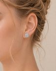 Cushion Cut Halo Stud Earrings