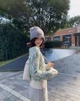Letter Jacquard Wool Thick Jacket