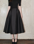 Hepburn-inspired high-waisted French A-line skirt