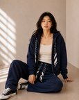 Ribbon Hoodie &amp; Wide-Leg Sweatpants Set