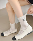 Korean-Style Lace Bow Embroidered Mid-Calf Socks for Summer (3-Pack)