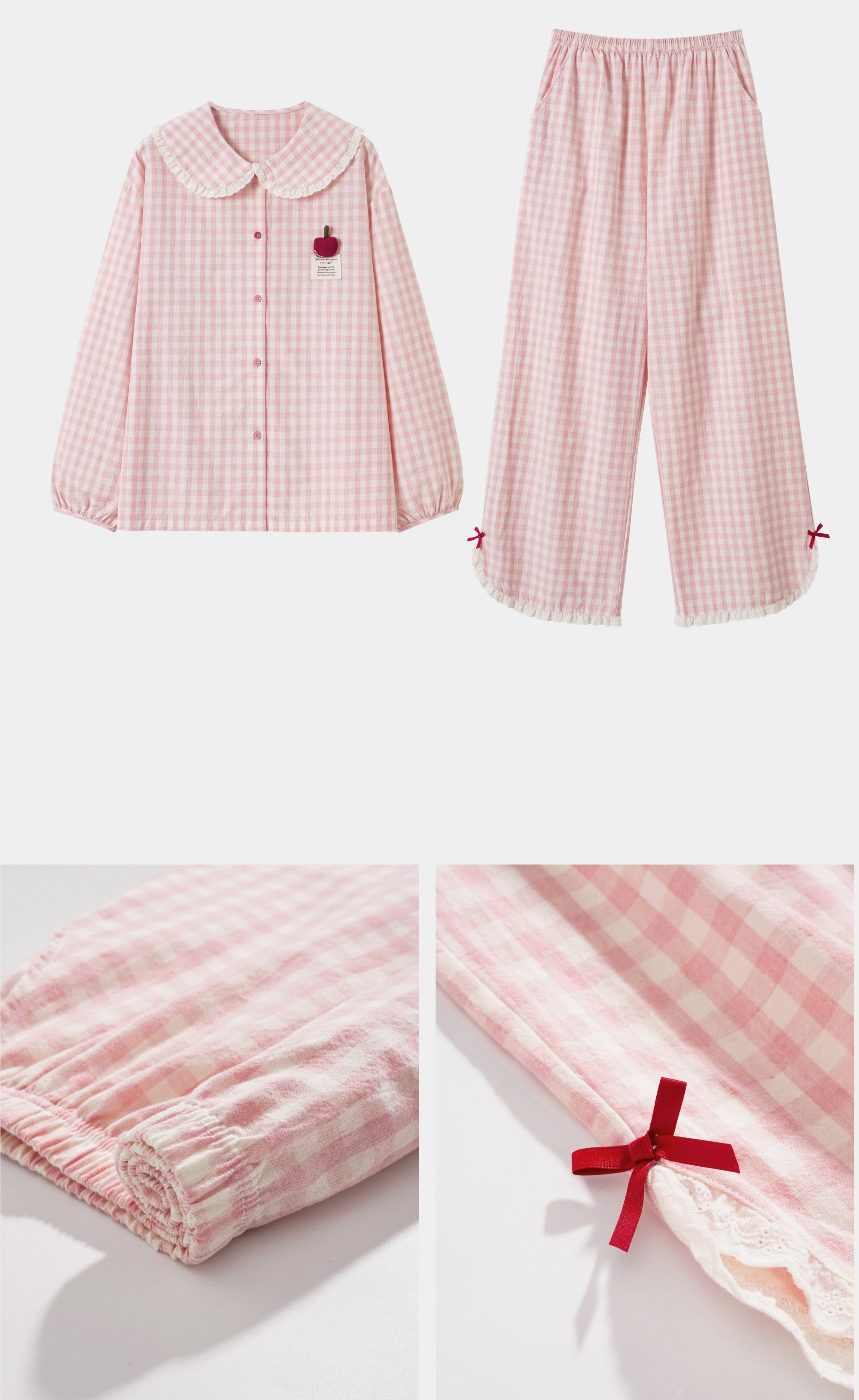 Plus-size cotton Peter collar pajama / lounewear set