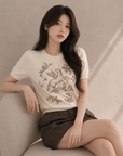 Heavy Embroidered Pegasus Knit Top