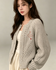 Orb Embroidered Heavy Knit Cardigan