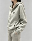 Fleece-Lined Thickened Hooded W Logo Zip Set