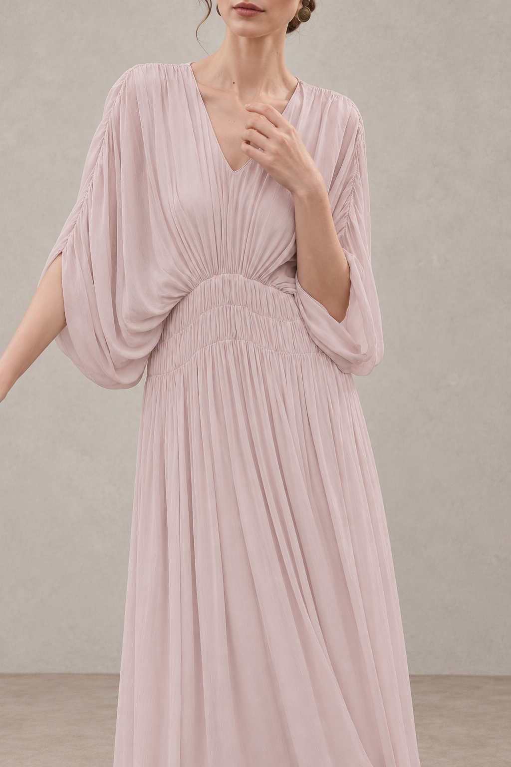 V-Neck Batwing Maxi Dress