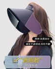 Foldable wide-brim open-top sun hat with black coating