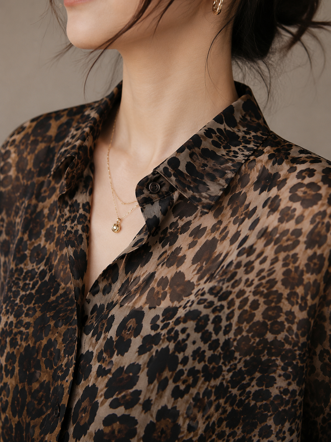Vintage Luxe Leopard Chiffon Shirt