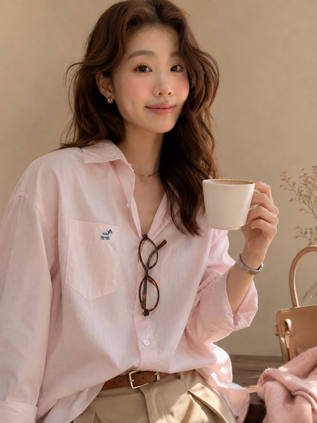 Korean-Style Pink Shirt