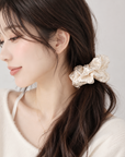 Luxury Korean-Inspired Silk Satin Rhinestone Scrunchie