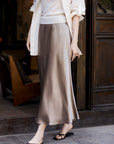Glazed acetate satin midi skirt
