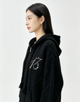 Pearl Embroidered Hooded Cardigan