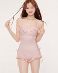 Korean INS Pure Desire Style Waist-Exposed One-Piece Swimsuit + Cover-Up 2-Piece Set