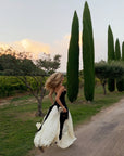 Black and White Patchwork Maxi Slip Dress