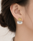 Brushed Silver Stud Earrings