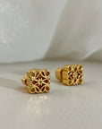 Geometric Hollow Gold 3D Stud Earrings