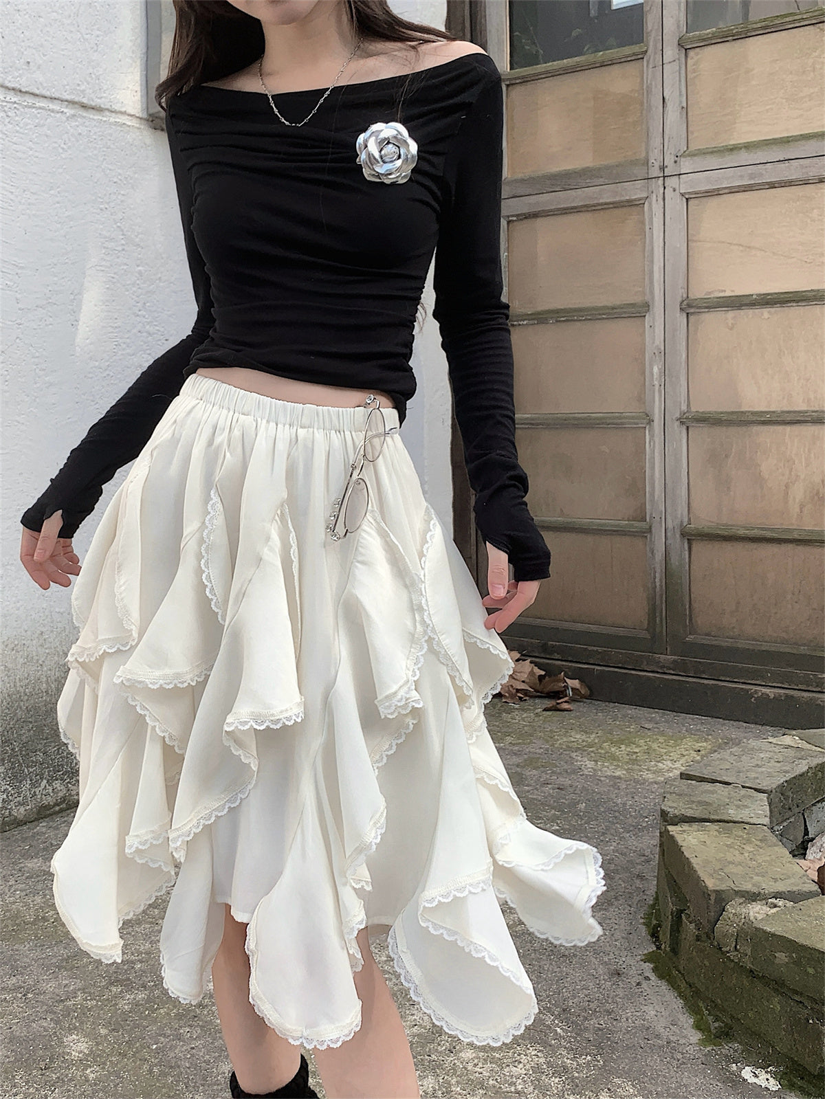Tencel Drape Asymmetrical Skirt