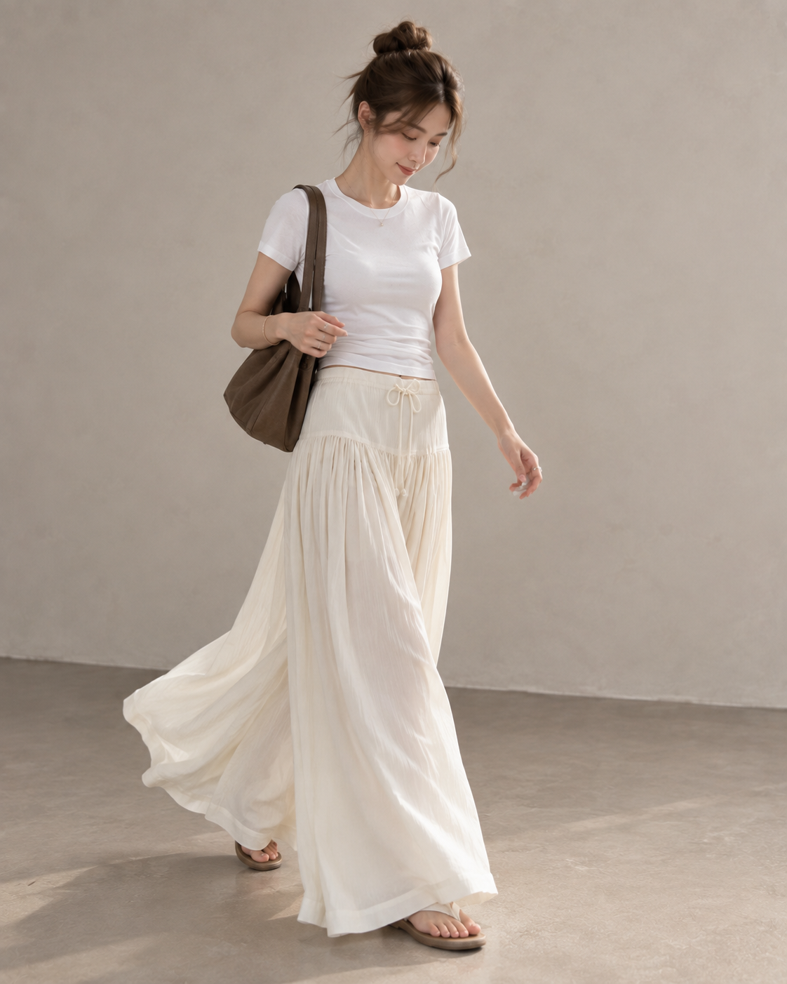Pleated Waterfall Lyocell Palazzo Pants
