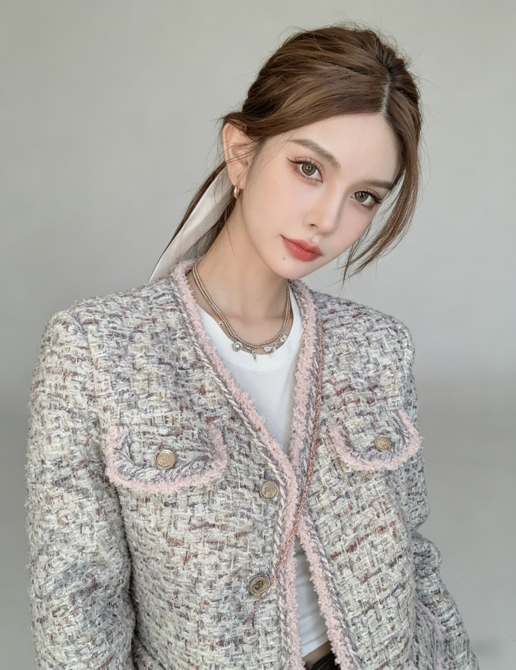 Deluxe Tweed Jacket in Blush Tones