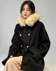 Mocha Fur-Collar Cape Coat