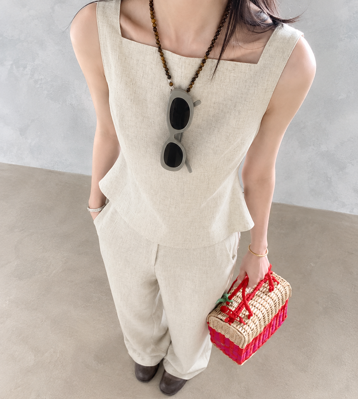 Vintage-Inspired Tie-Back Vest &amp;amp; Pants Set