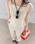 Vintage-Inspired Tie-Back Vest &amp; Pants Set