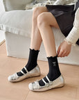 Korean-Style Lace Bow Embroidered Mid-Calf Socks for Summer (3-Pack)