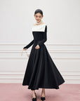 Hepburn-inspired high-waisted French A-line skirt