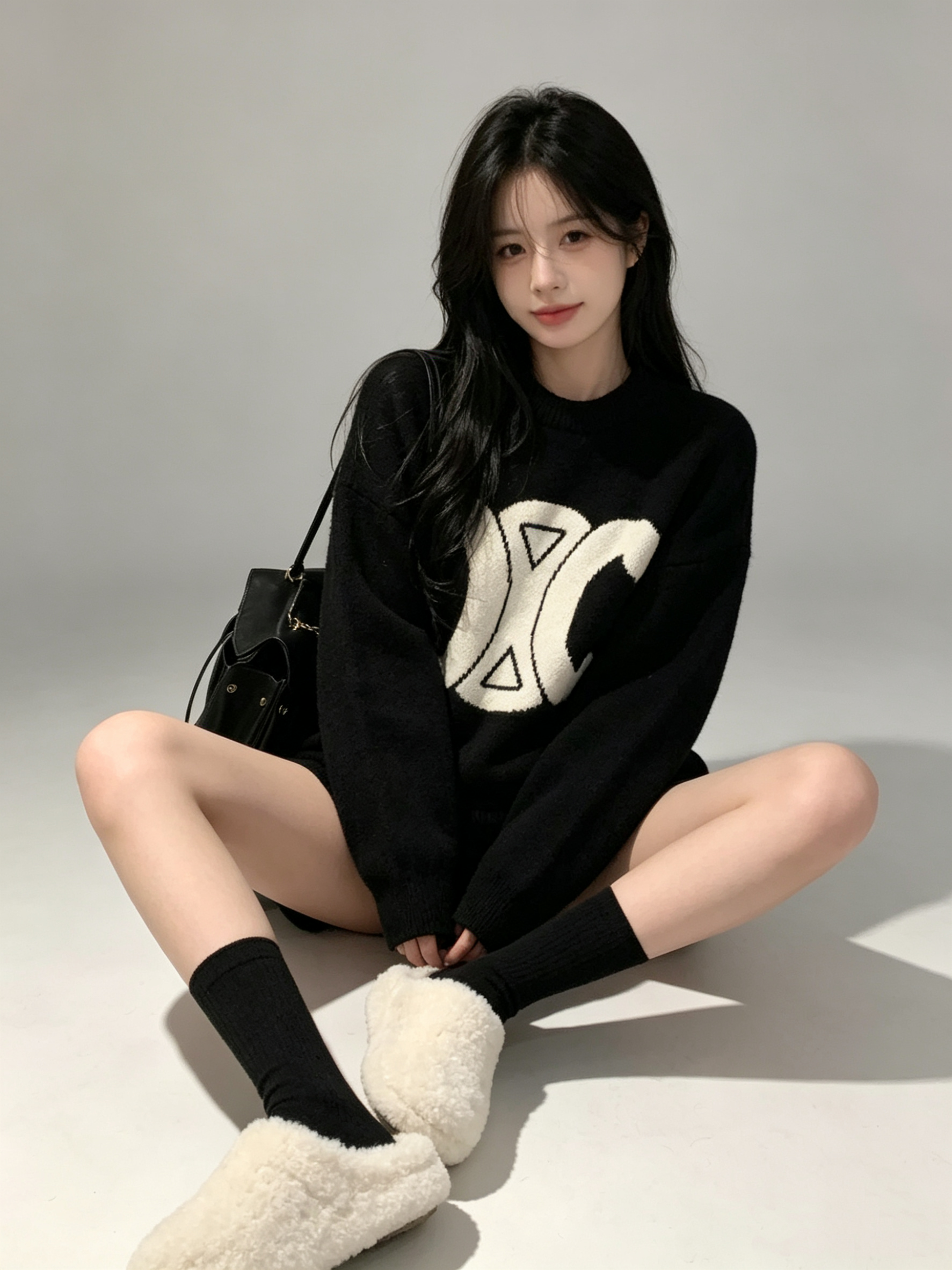 Triomphe Contrast Logo Knit Sweater with socks